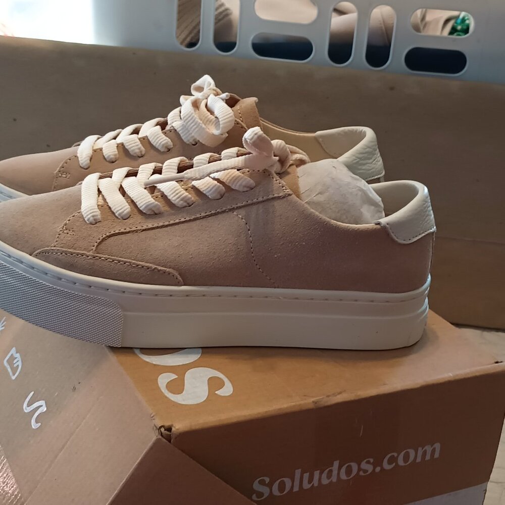 NEW Soludos Ibiza Women's Platform Sneaker Sand Tan 6 - Picture 12 of 14